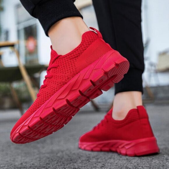 ⚡Mens Red Running Fashion Tennis Walking Lightweight Athletic Sneakers - Picture 2 of 7